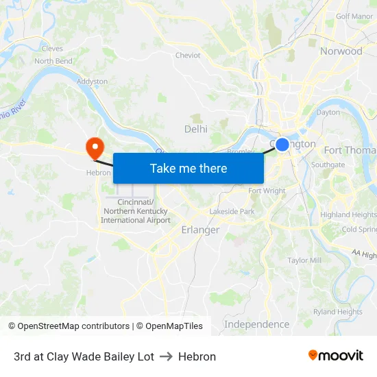 3rd at Clay Wade Bailey Lot to Hebron map