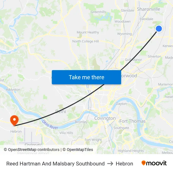 Reed Hartman And Malsbary Southbound to Hebron map