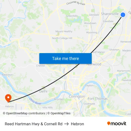 Reed Hartman Hwy & Cornell Rd to Hebron map