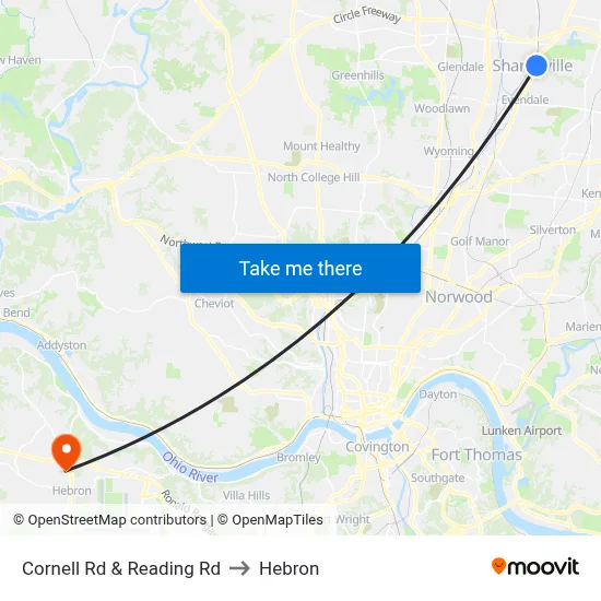 Cornell Rd & Reading Rd to Hebron map