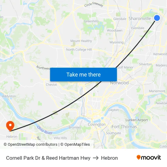 Cornell Park Dr & Reed Hartman Hwy to Hebron map