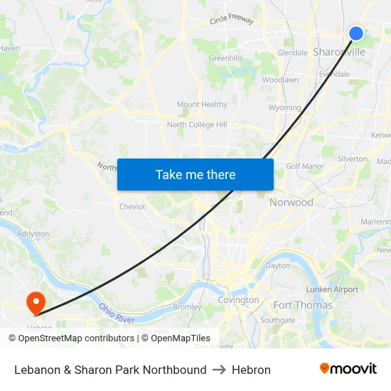 Lebanon & Sharon Park Northbound to Hebron map