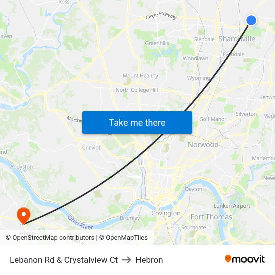 Lebanon Rd & Crystalview Ct to Hebron map