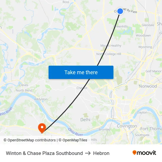 Winton & Chase Plaza Southbound to Hebron map