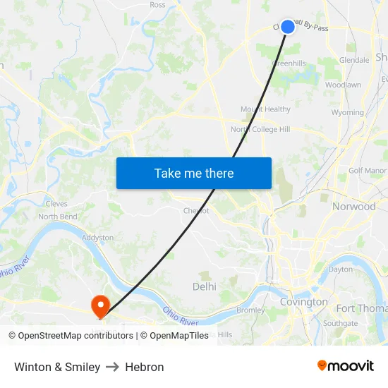 Winton & Smiley to Hebron map