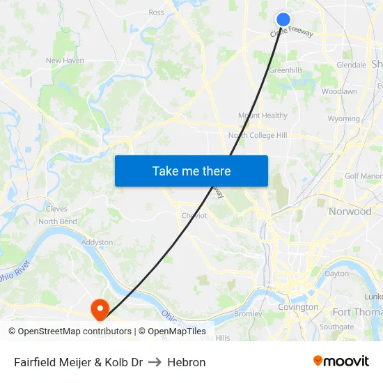 Fairfield Meijer & Kolb Dr to Hebron map