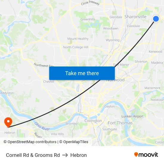 Cornell Rd & Grooms Rd to Hebron map