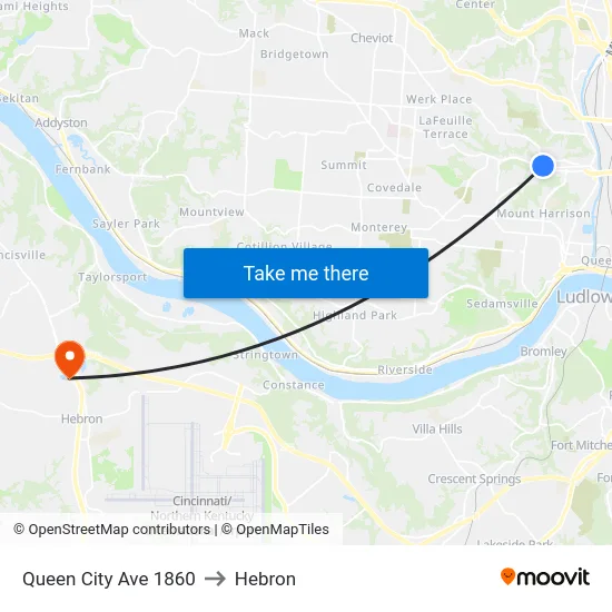 Queen City Ave 1860 to Hebron map