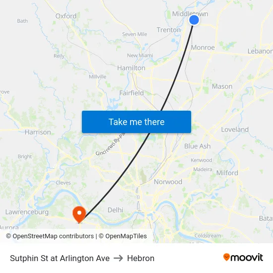 Sutphin St at Arlington Ave to Hebron map