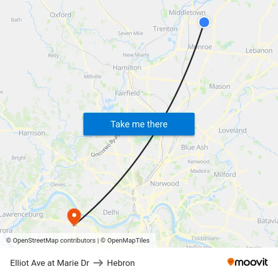 Elliot Ave at Marie Dr to Hebron map