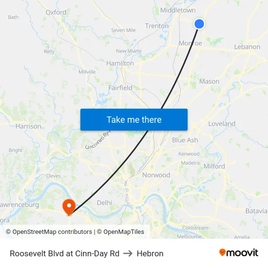 Roosevelt Blvd at Cinn-Day Rd to Hebron map