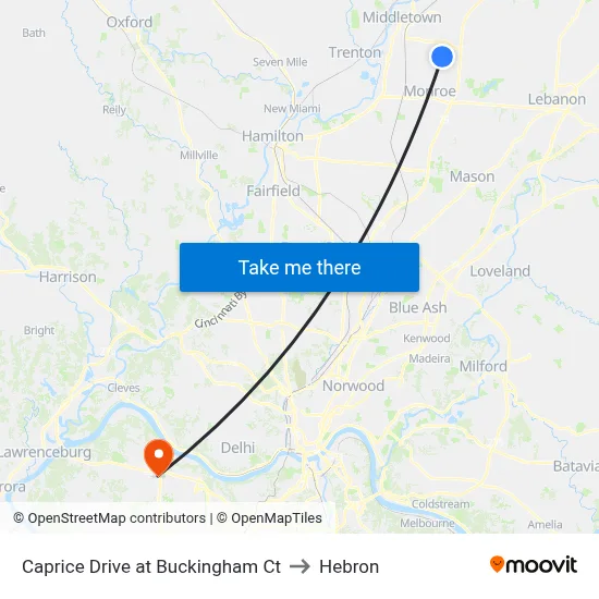 Caprice Drive at Buckingham Ct to Hebron map
