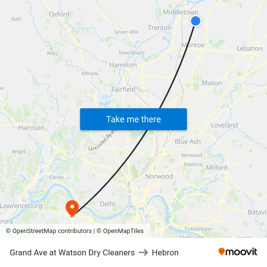 Grand Ave at Watson Dry Cleaners to Hebron map