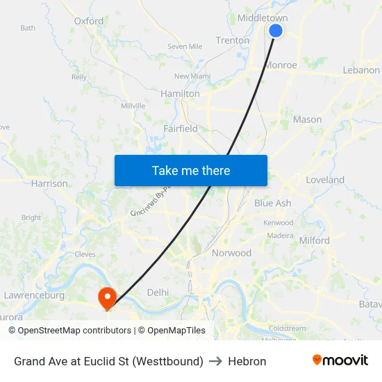 Grand Ave at Euclid St (Westtbound) to Hebron map