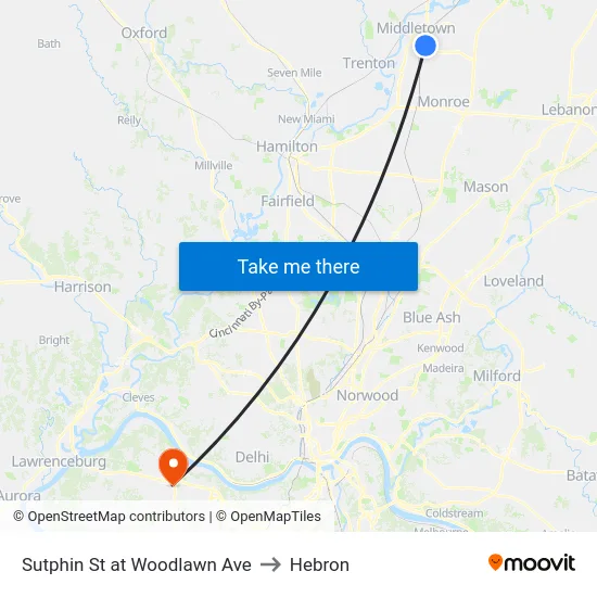 Sutphin St at Woodlawn Ave to Hebron map