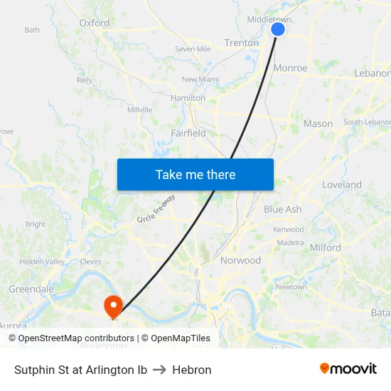 Sutphin St at Arlington Ib to Hebron map
