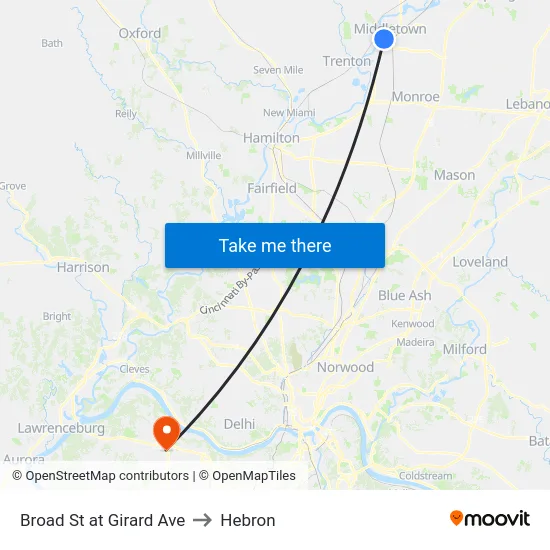 Broad St at Girard Ave to Hebron map