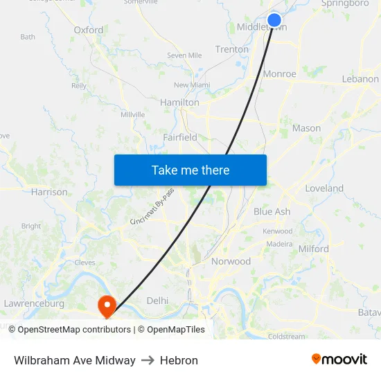 Wilbraham Ave Midway to Hebron map