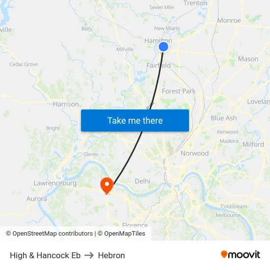 High & Hancock Eb to Hebron map