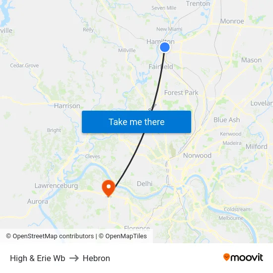 High & Erie Wb to Hebron map