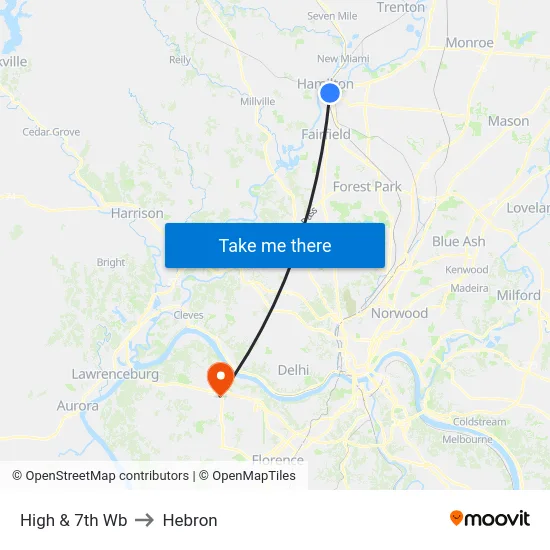 High & 7th Wb to Hebron map