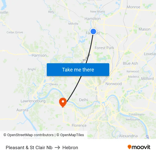 Pleasant & St Clair Nb to Hebron map