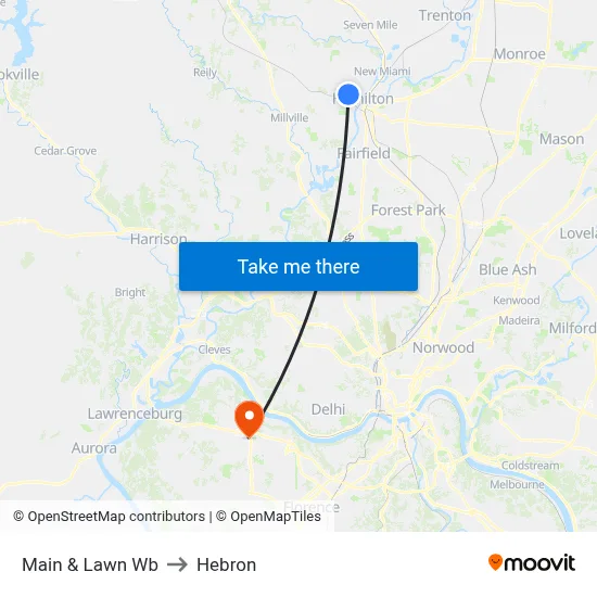 Main & Lawn Wb to Hebron map