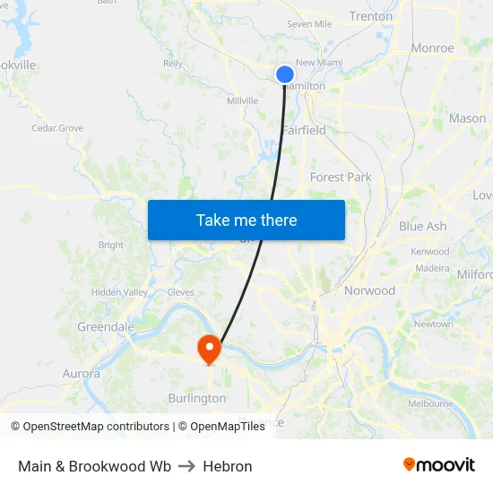 Main & Brookwood Wb to Hebron map