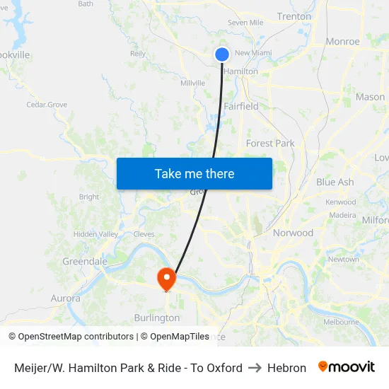 Meijer/W. Hamilton Park & Ride - To Oxford to Hebron map