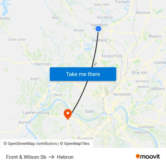 Front & Wilson Sb to Hebron map