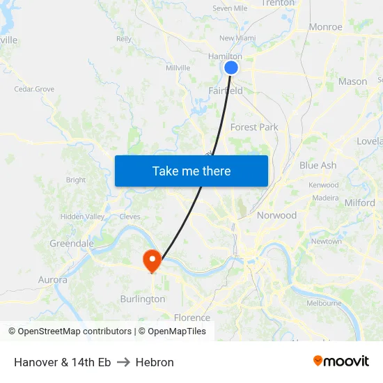 Hanover & 14th Eb to Hebron map