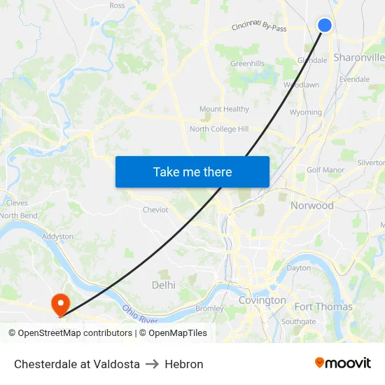 Chesterdale at Valdosta to Hebron map