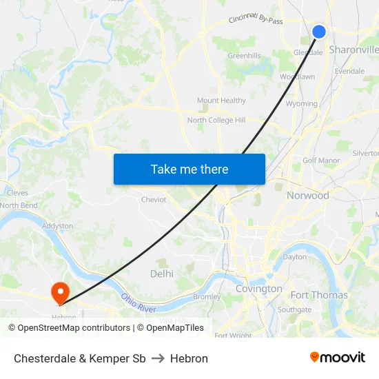 Chesterdale & Kemper Sb to Hebron map