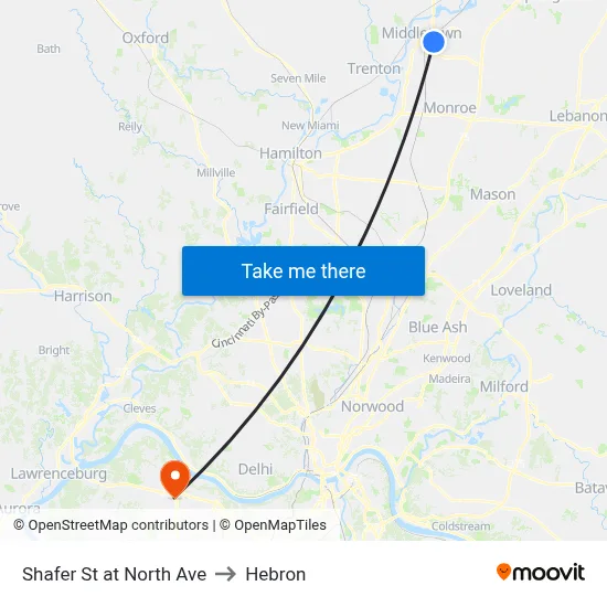 Shafer St at North Ave to Hebron map