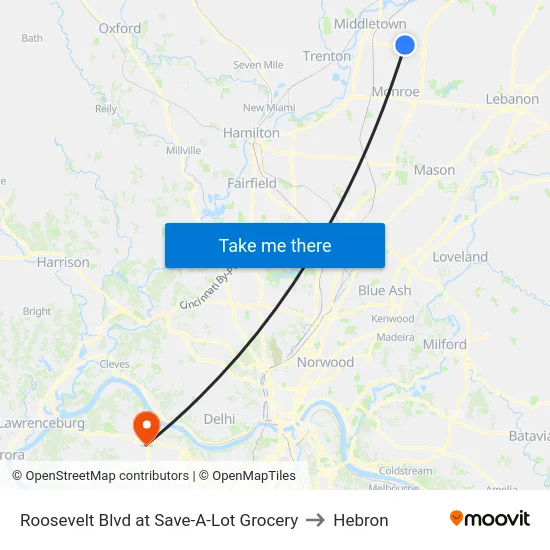 Roosevelt Blvd at Save-A-Lot Grocery to Hebron map
