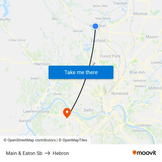 Main & Eaton Sb to Hebron map