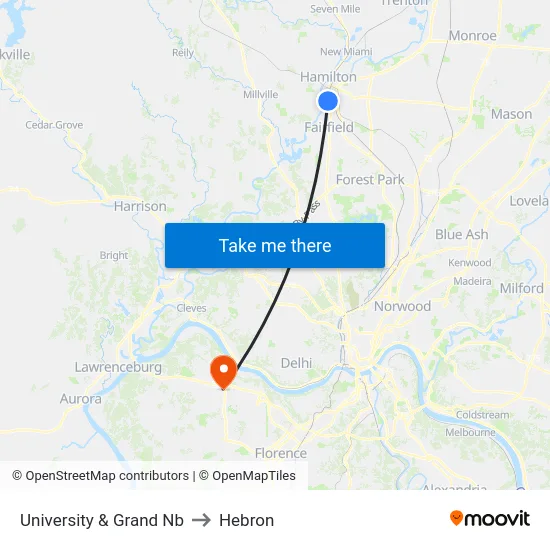 University & Grand Nb to Hebron map