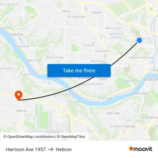 Harrison Ave 1957 to Hebron map