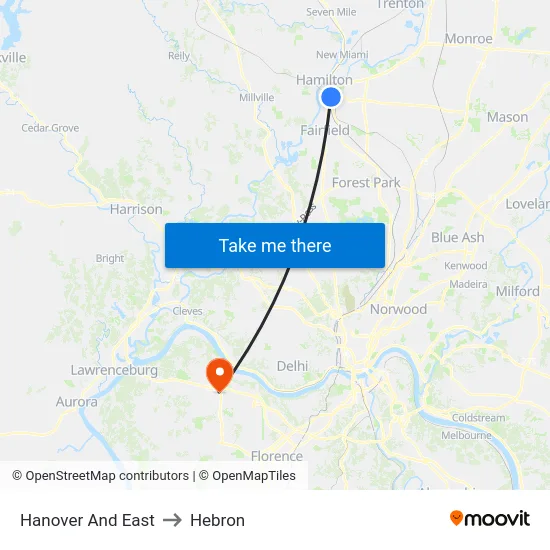 Hanover And East to Hebron map