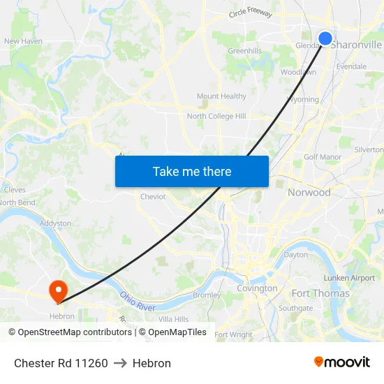 Chester Rd 11260 to Hebron map