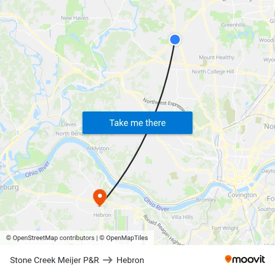Stone Creek Meijer P&R to Hebron map