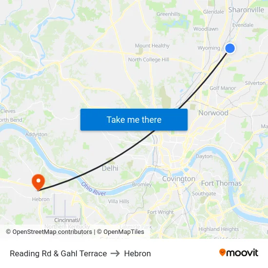 Reading Rd & Gahl Terrace to Hebron map
