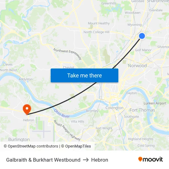 Galbraith & Burkhart Westbound to Hebron map