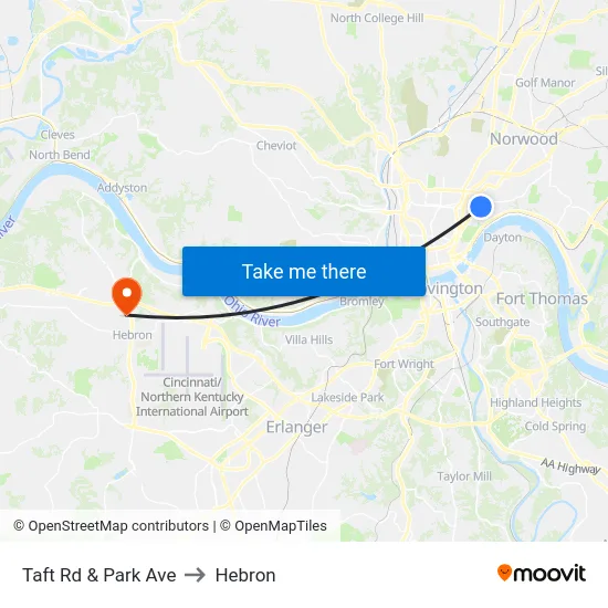 Taft Rd & Park Ave to Hebron map