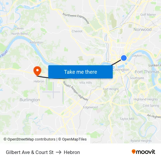 Gilbert Ave & Court St to Hebron map