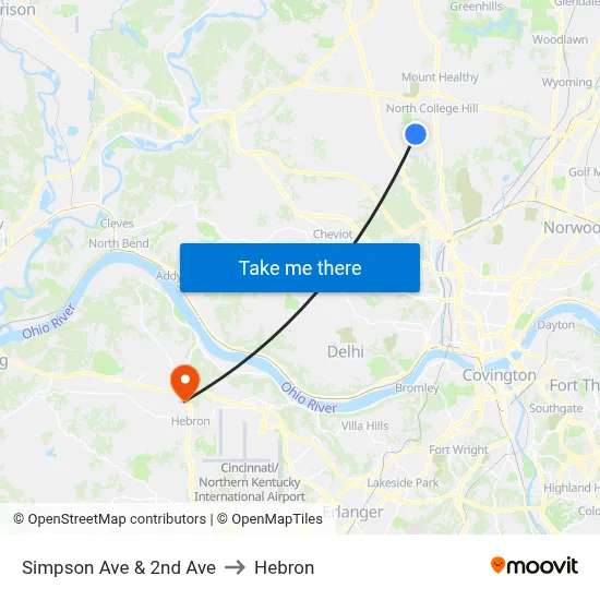 Simpson Ave & 2nd Ave to Hebron map