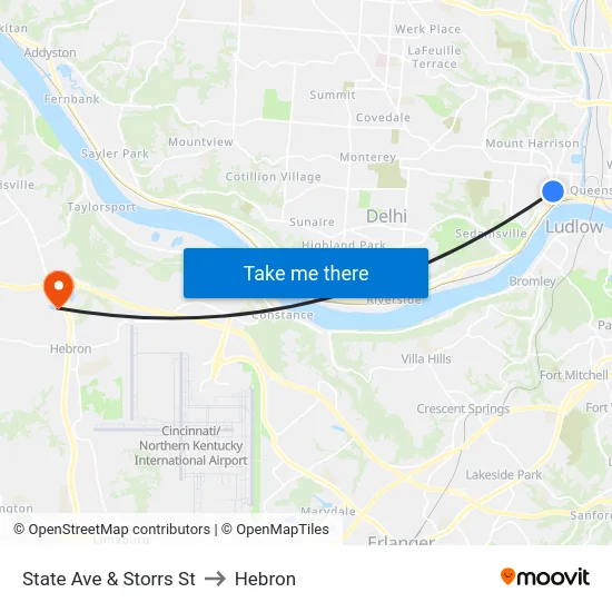 State Ave & Storrs St to Hebron map