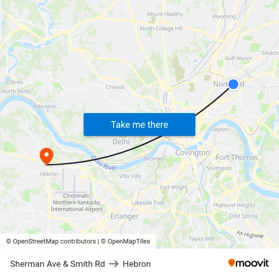 Sherman Ave & Smith Rd to Hebron map