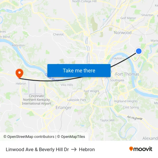Linwood Ave & Beverly Hill Dr to Hebron map