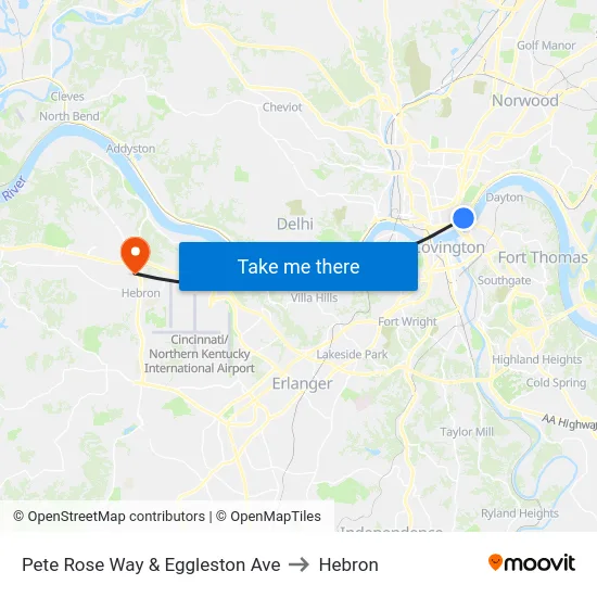 Riverside Dr & Eggleston Ave to Hebron map